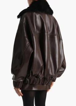 Daemon Jacket in Mud Leather with Shearling Collar