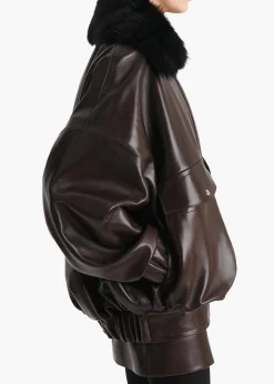 Daemon Jacket in Mud Leather with Shearling Collar
