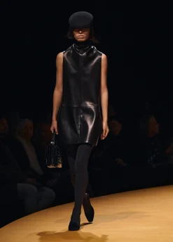 Daria Dress in Black Leather