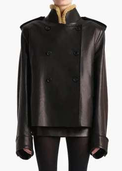 Dean Jacket in Black Leather with Shearling