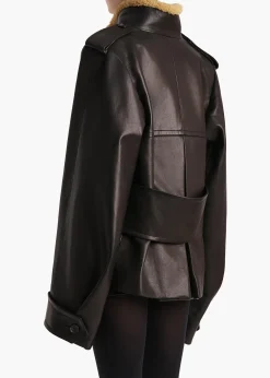 Dean Jacket in Black Leather with Shearling