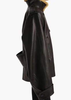 Dean Jacket in Black Leather with Shearling