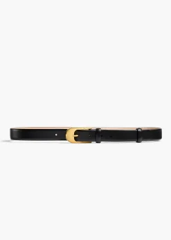 Dome Belt in Black Leather with Gold