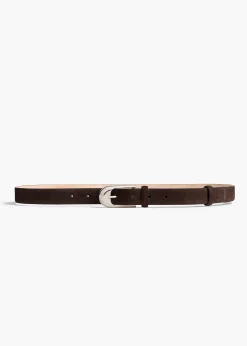 Dome Belt in Dark Brown Suede with Silver