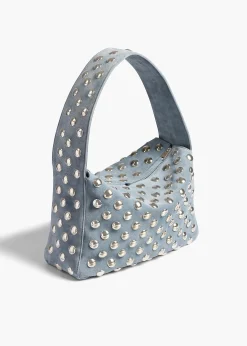 Elena Bag in Lead Suede with Silver Studs