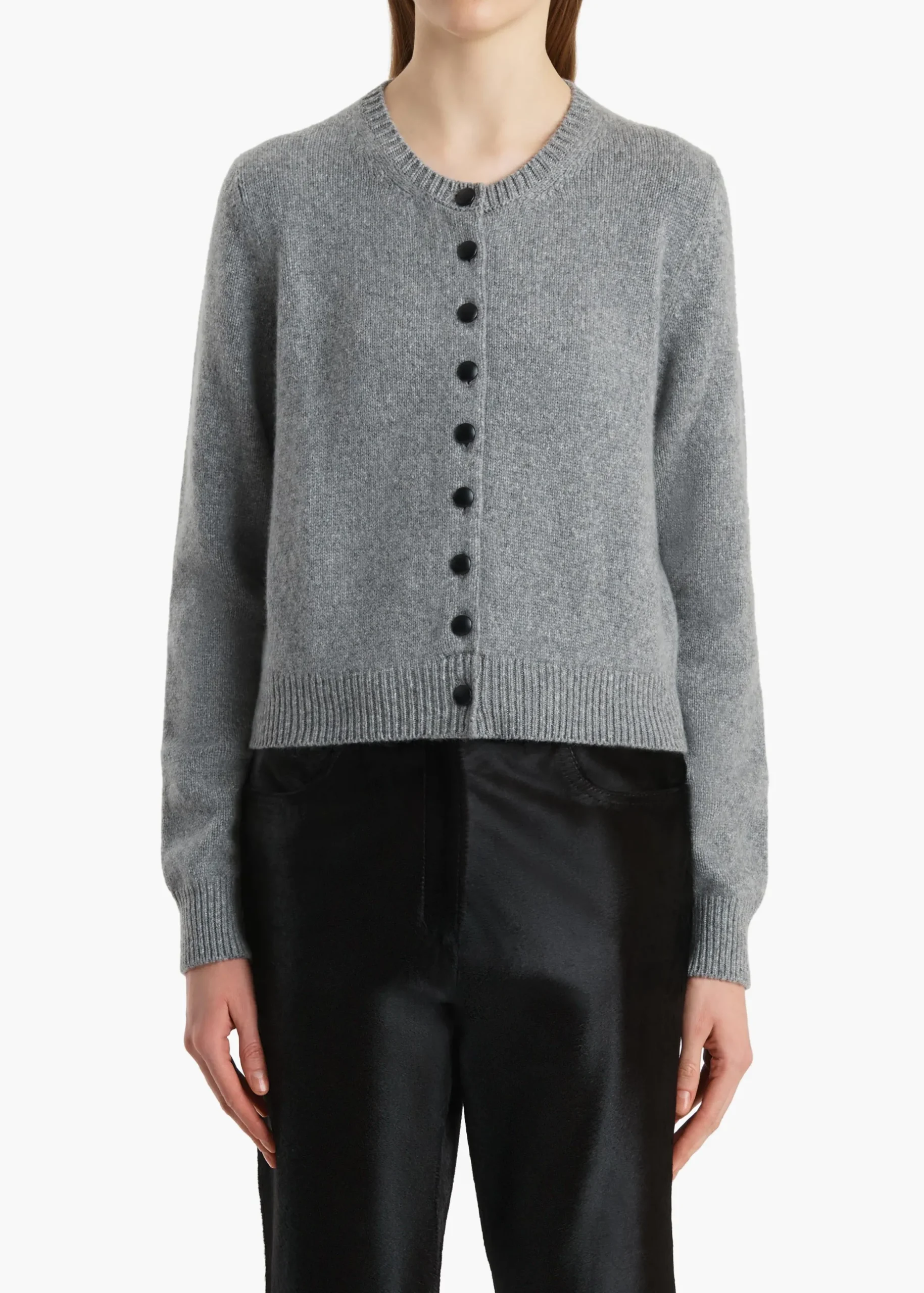 Everheart Cardigan in Fog with Leather Buttons