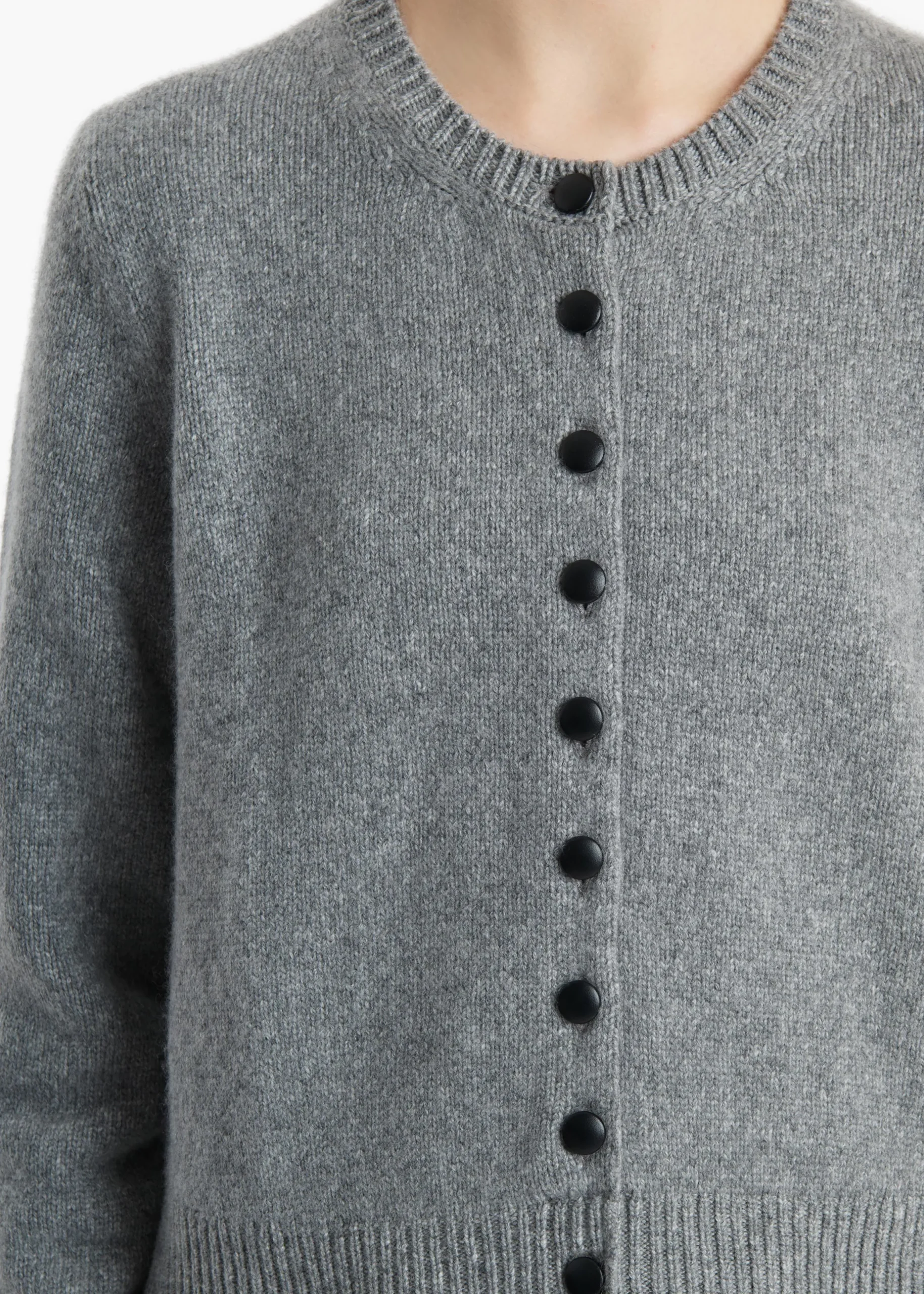 Everheart Cardigan in Fog with Leather Buttons