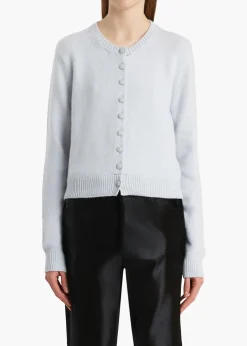 Everheart Cardigan in Ice Blue with Suede Buttons