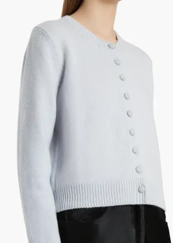 Everheart Cardigan in Ice Blue with Suede Buttons