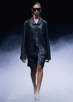Harmon Coat in Black Washed Leather