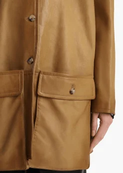 Harmon Coat in Golden Ochre Washed Leather