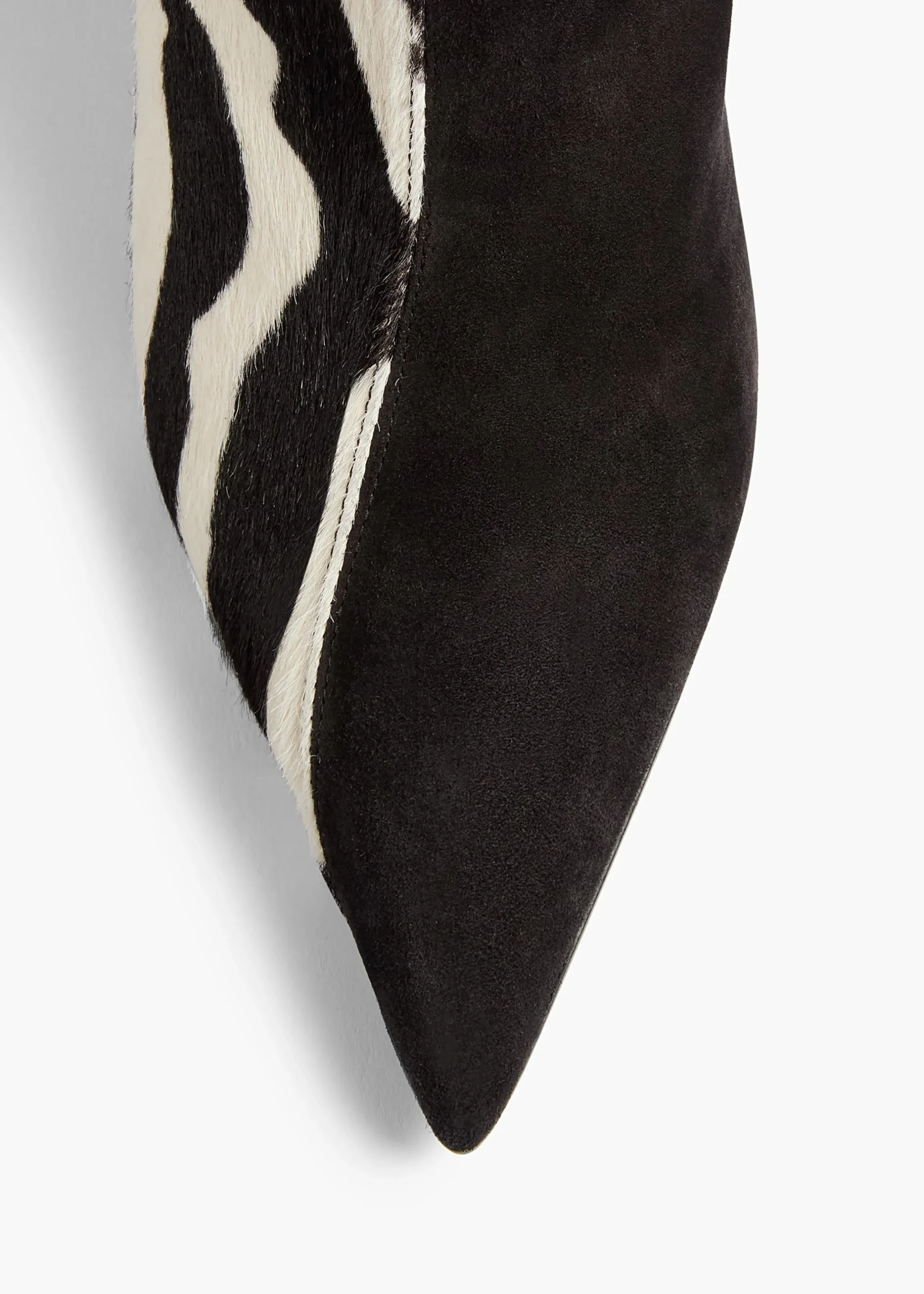 Harvey Over-the-Knee High Boot in Zebra Print Haircalf and Black Suede