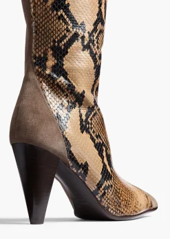 Harvey Over-the-Knee High Boot in Morning Dove Suede and Taupe Python-