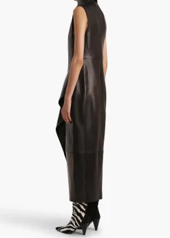 Hilda Dress in Black Leather