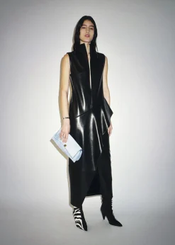 Hilda Dress in Black Leather