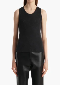 Isha Top in Charcoal Silk Cashmere Jersey