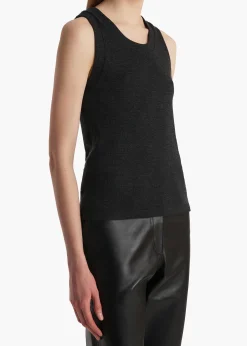 Isha Top in Charcoal Silk Cashmere Jersey