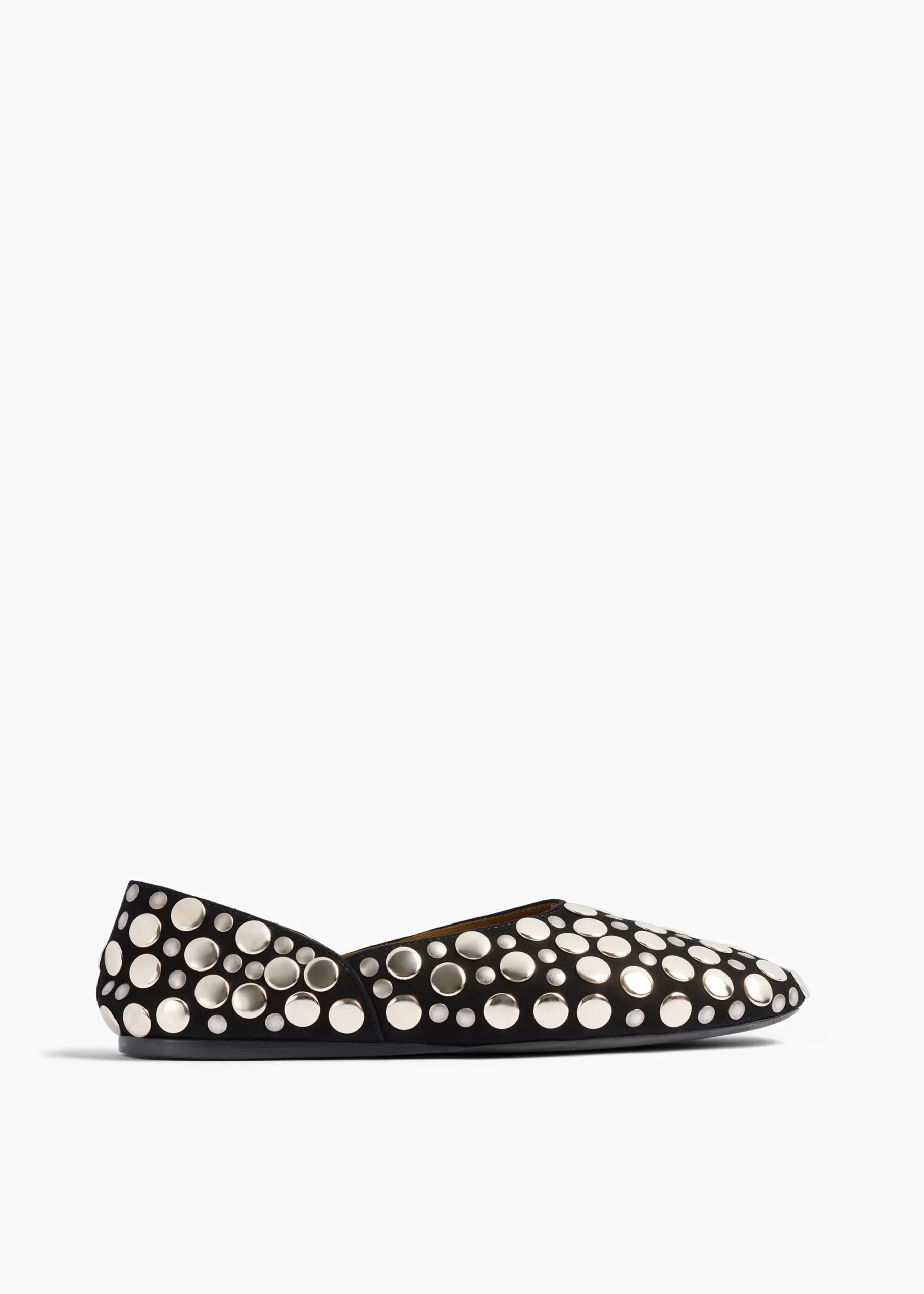 Jane Flat in Black Suede with Silver Studs