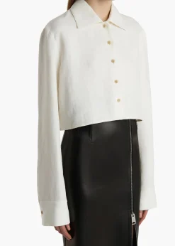 Jasen Top in Cream Linen