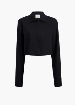 Jasen Top in Dark Navy Wool Cashmere