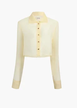 Jasen Top in Pale Yellow Organza