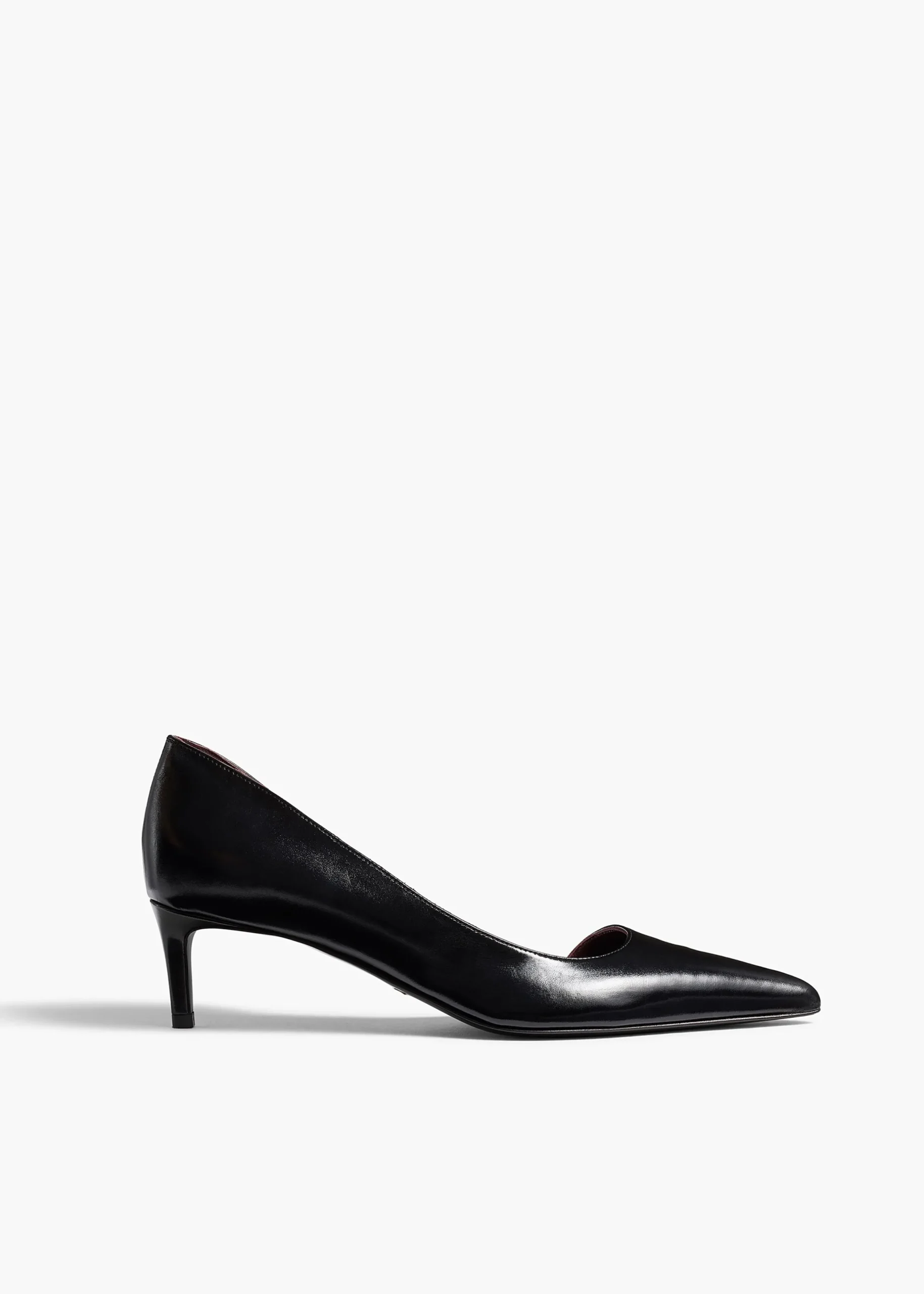 Jett D'Orsay Low Pump in Black Glazed Leather