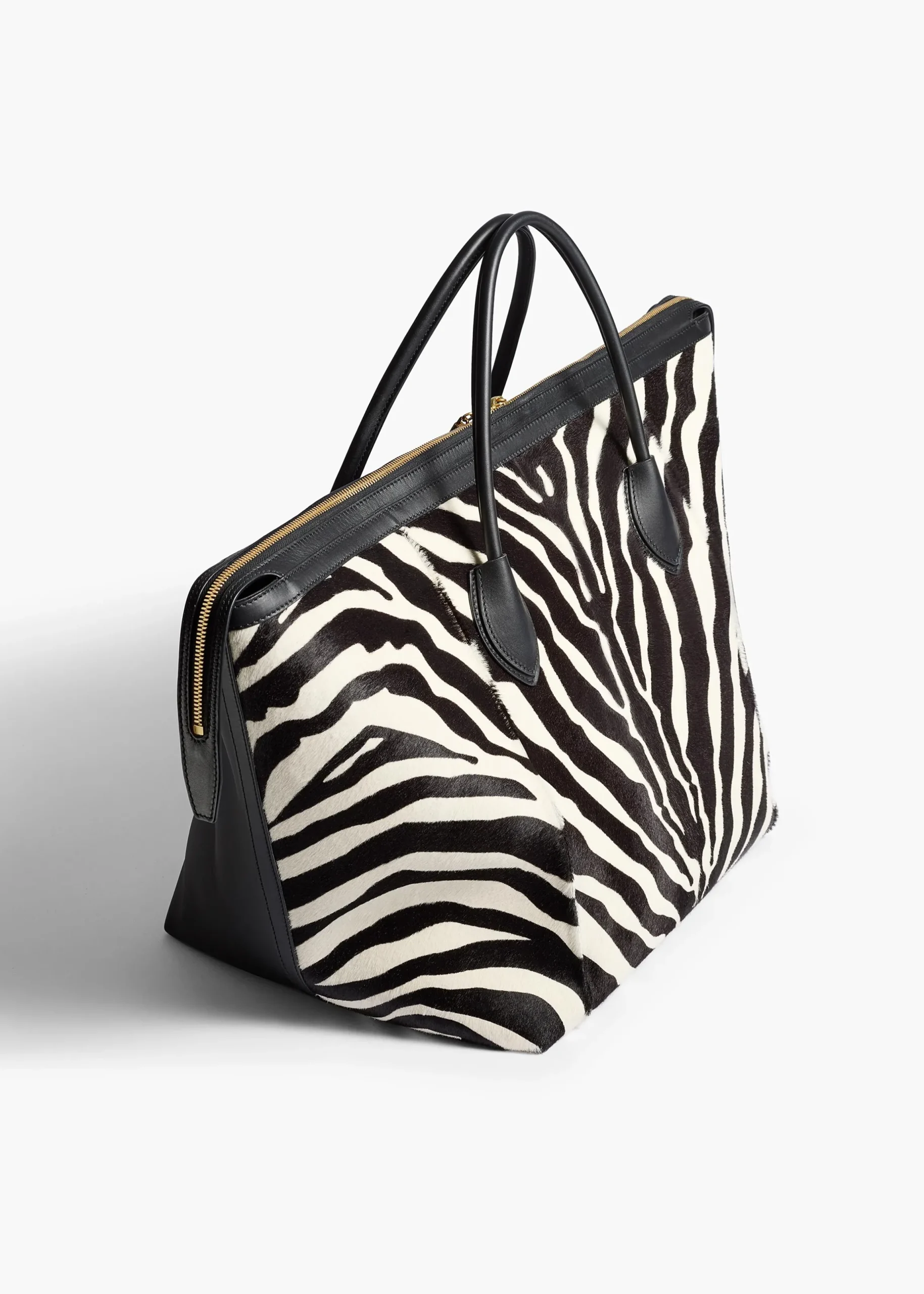 Kasia Tote in Black Leather with Zebra Print Haircalf