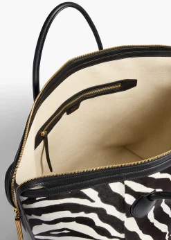 Kasia Tote in Black Leather with Zebra Print Haircalf