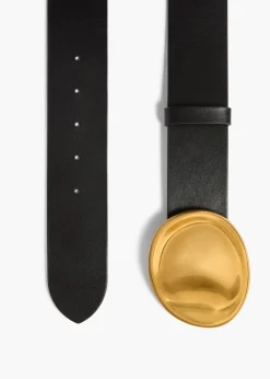 Keefe Belt in Black Leather with Gold