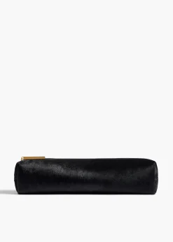 Kye Pencil Case in Black Haircalf