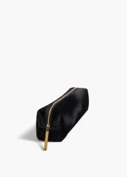 Kye Pencil Case in Black Haircalf