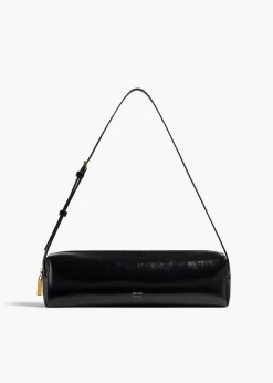 Kye Shoulder Bag in Black Crackle Patent Leather