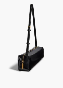 Kye Shoulder Bag in Black Crackle Patent Leather
