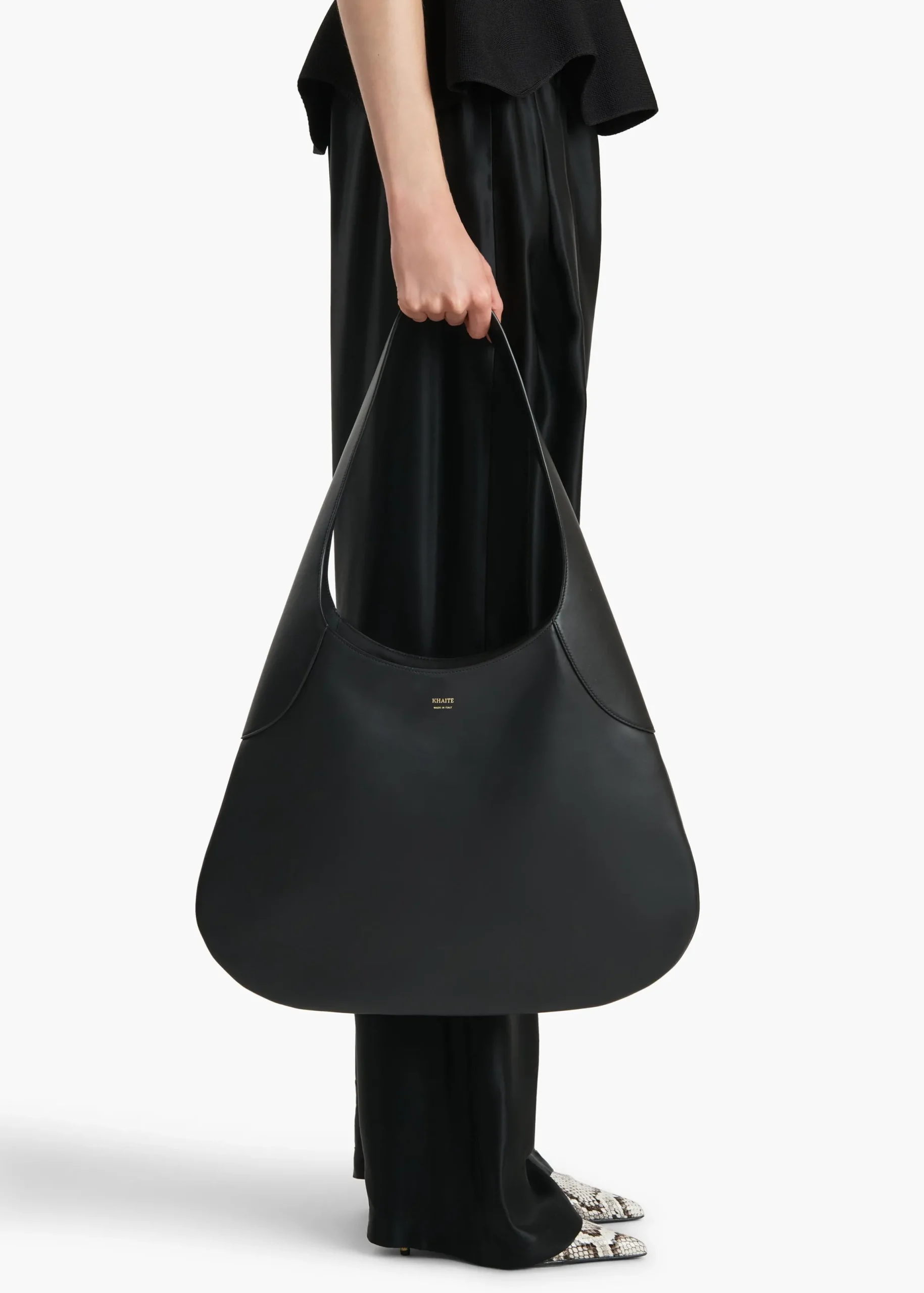 Large Joan Hobo in Black Leather