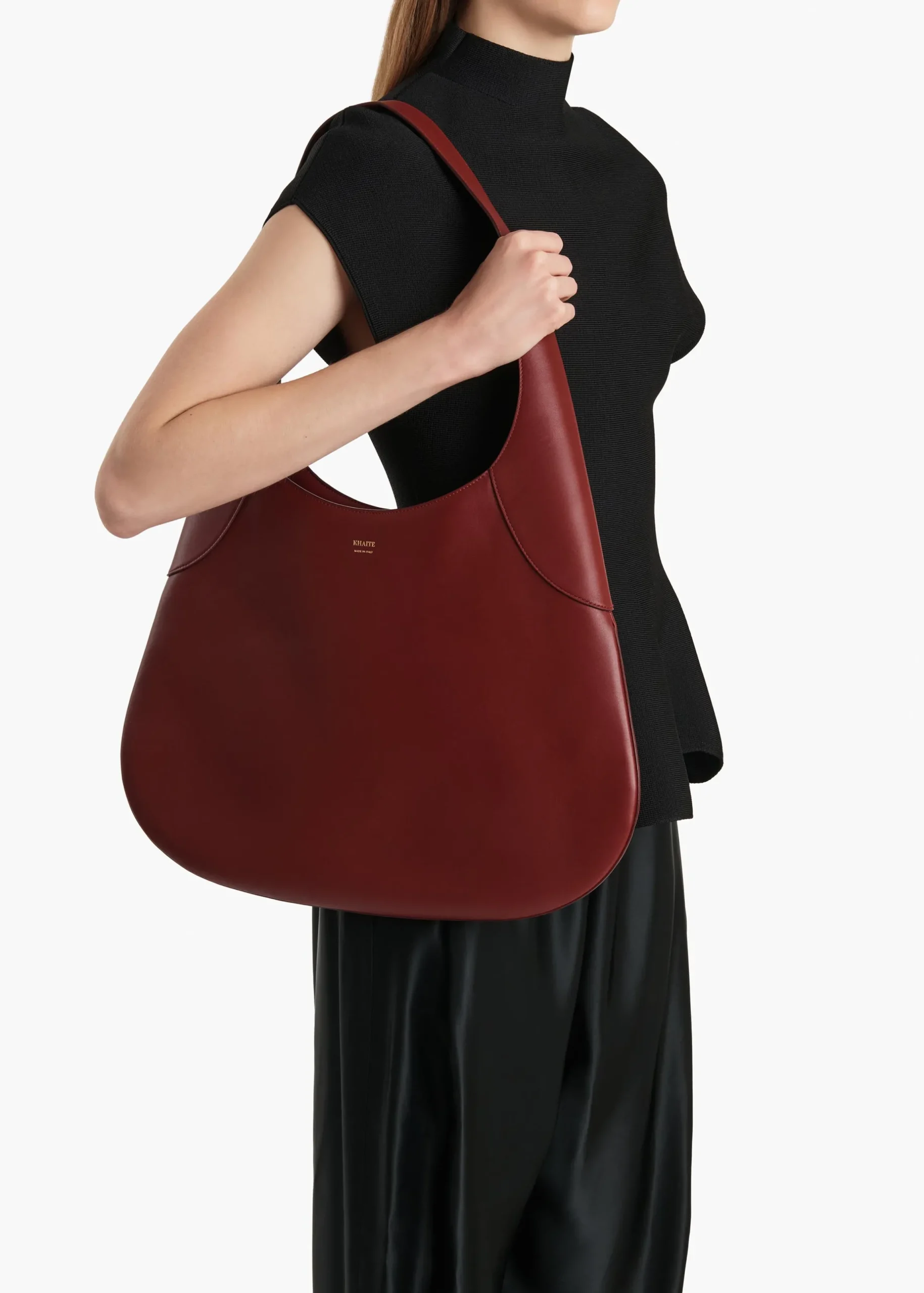Large Joan Hobo in Oxblood Leather