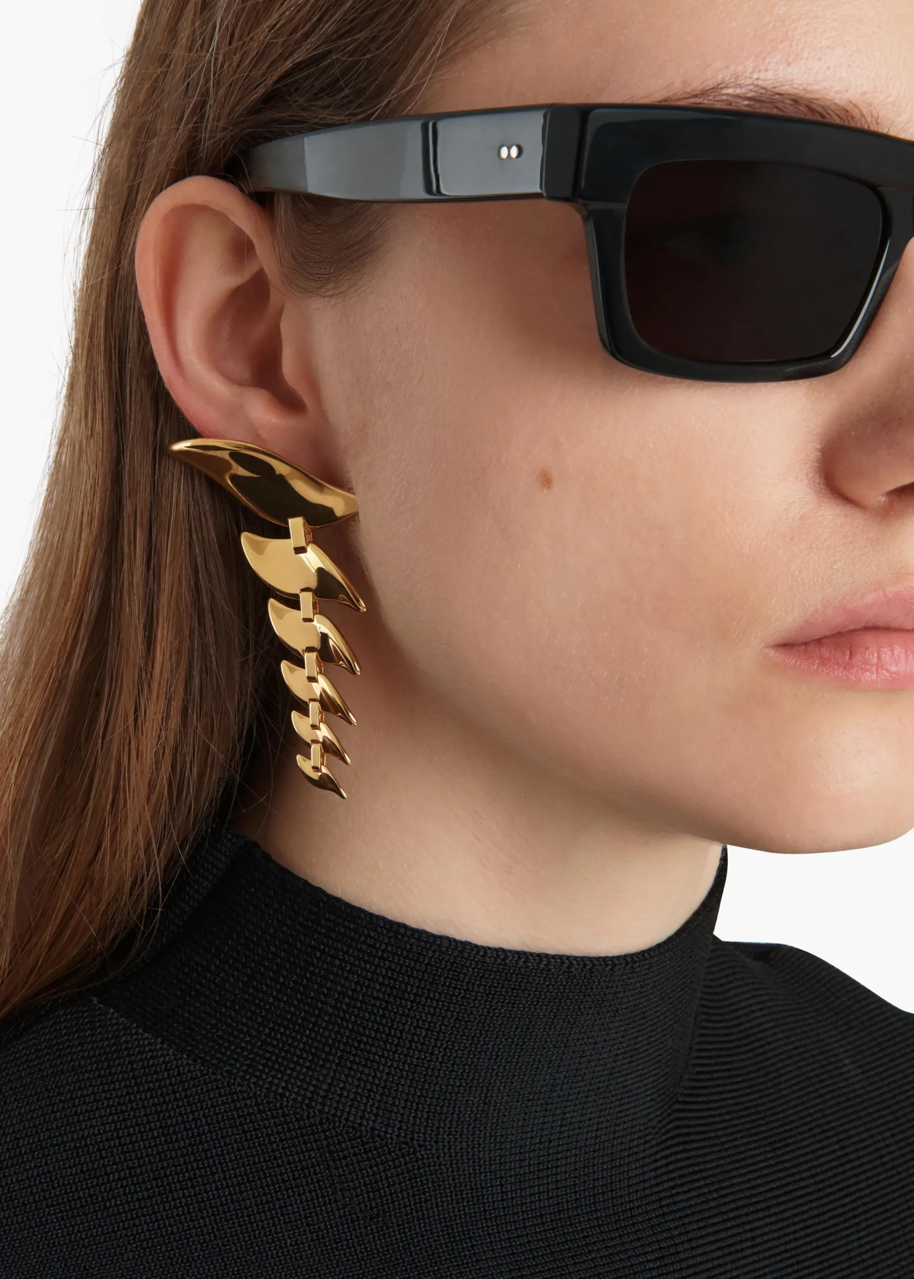 Leaf Cascading Earrings in Gold