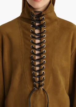 Lee Dress in Toffee Suede