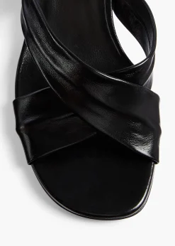 Liria Sandal in Black Glazed Leather