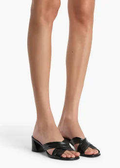 Liria Sandal in Black Glazed Leather