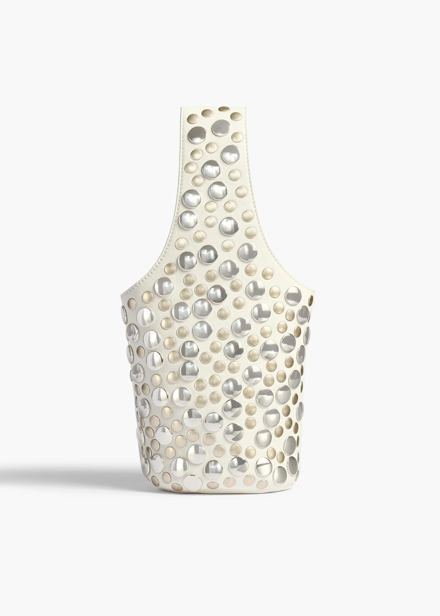 Livia Bag in Optic White Leather with Silver Studs