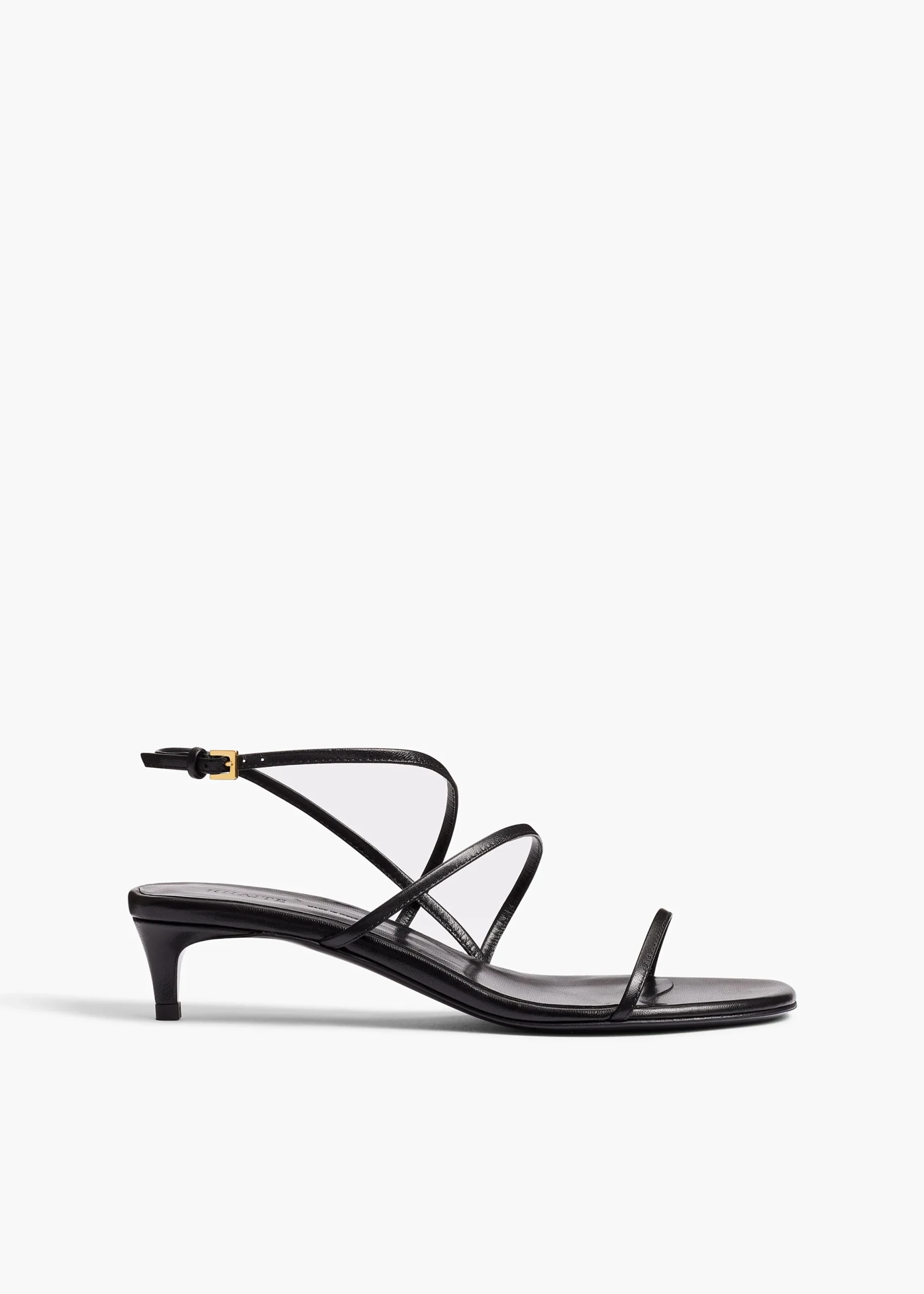 Loop Kitten Heel Sandal in Black Leather