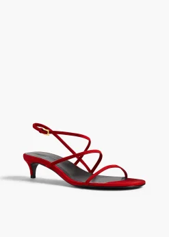 Loop Kitten Heel Sandal in Lipstick Suede