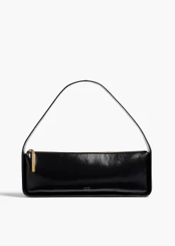 Lori Baguette Bag in Black Crackle Patent Leather
