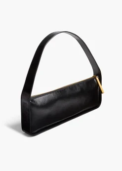 Lori Baguette Bag in Black Crackle Patent Leather