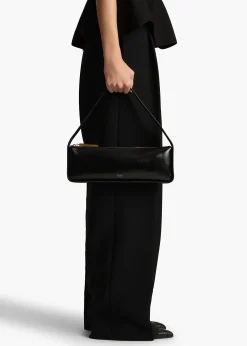 Lori Baguette Bag in Black Crackle Patent Leather