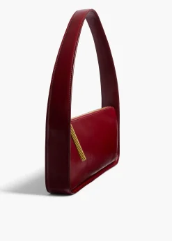 Lori Baguette Bag in Bordeaux Crackle Patent Leather