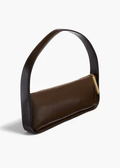 Lori Baguette Bag in Chestnut Crackle Patent Leather