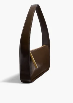 Lori Baguette Bag in Chestnut Crackle Patent Leather