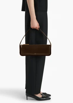Lori Baguette Bag in Chestnut Crackle Patent Leather