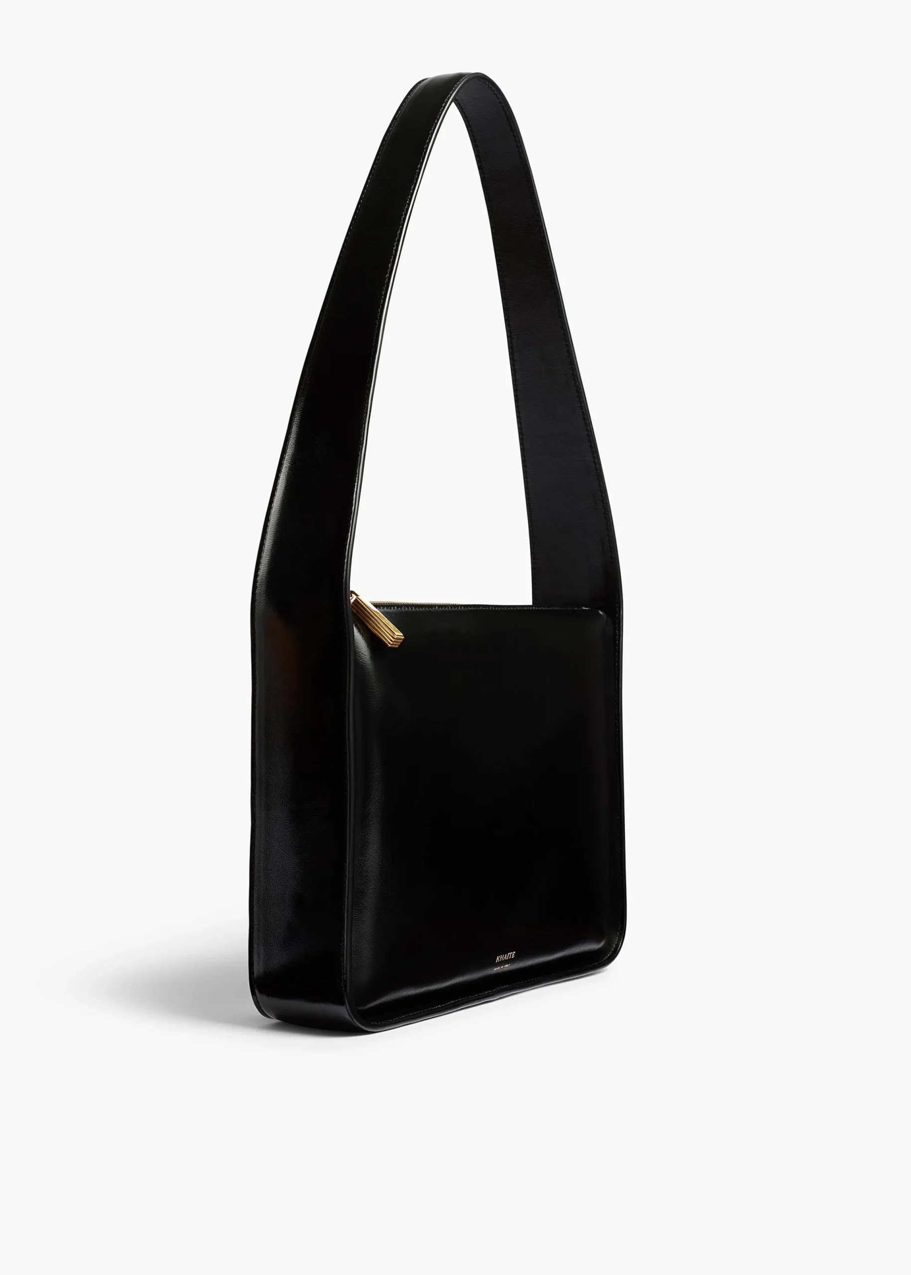 Lori Squared Bag in Black Crackle Patent Leather